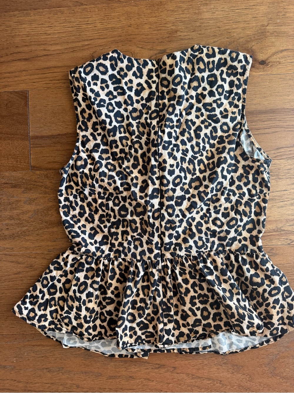 Maeve Leopard Sleeveless Bow-Front Peplum Blouse
